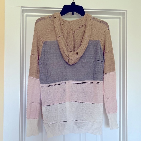 Women’s Lightweight Color Block Full Zip Hooded Sweater Size Medium - Picture 6 of 9